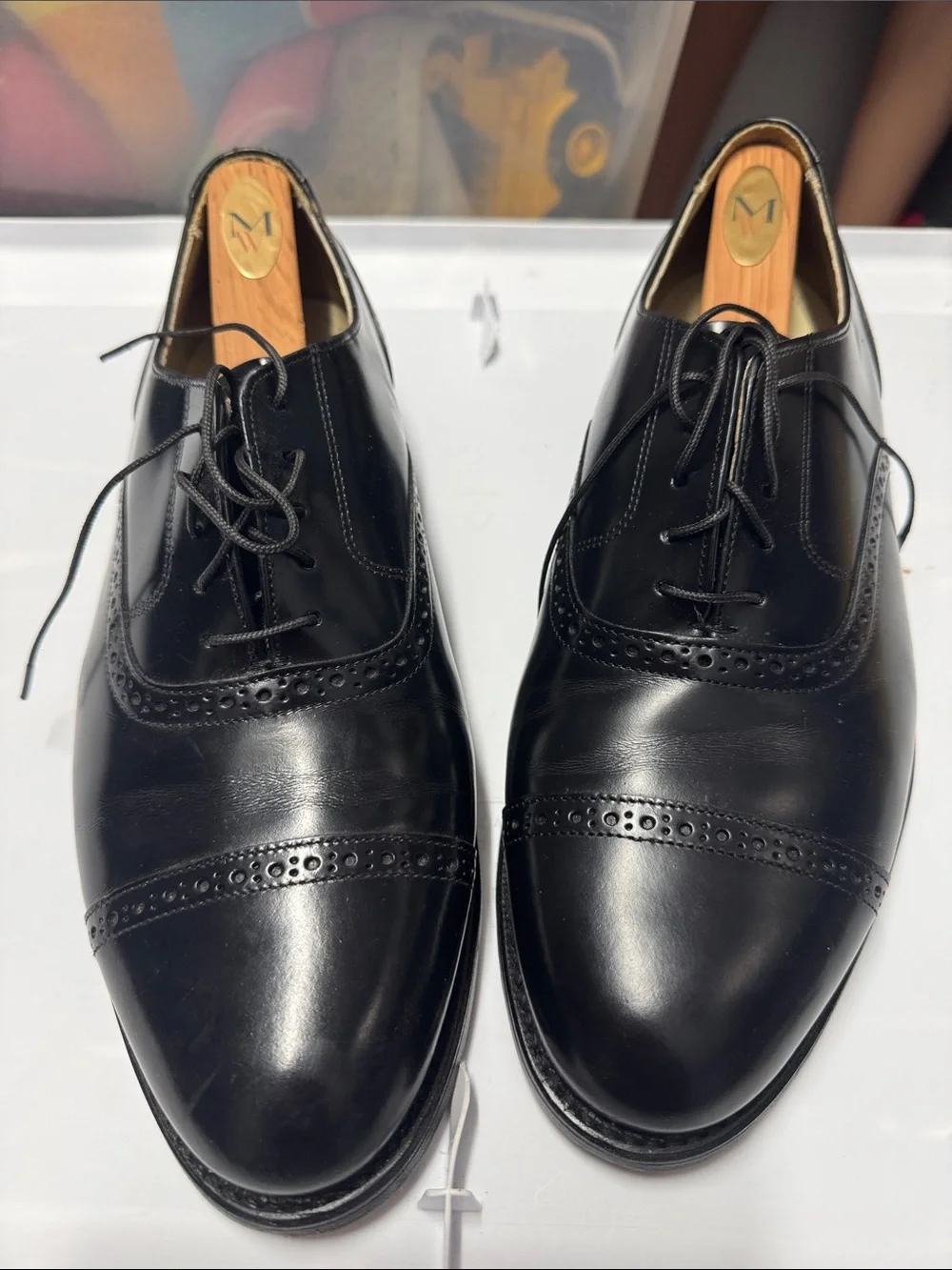 NEW Old Stock Bostonian USA Classics Black Leather Dress Shoes Mens 9.5 Oxfords